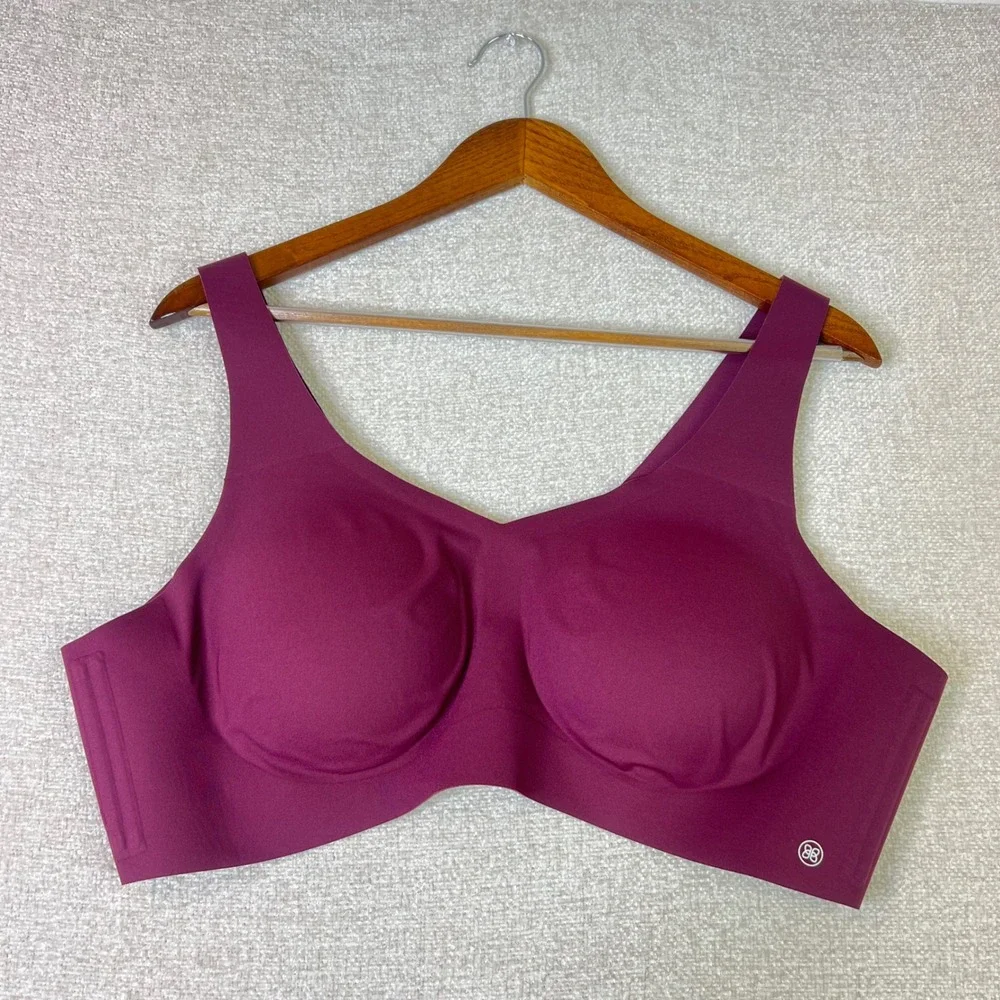 Honeylove Crossover Wireless Bra Burgundy Plum Seamless Support Size 3X LWBR0101